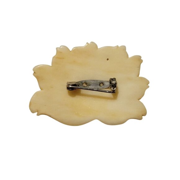 Vintage 1930s Rose Brooch Pin/Necklace Pendant Hand-Carved Bovine Bone Victorian - Picture 2 of 4